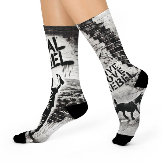 Unisex Cushioned Crew Socks with Royal Rebel Artwork