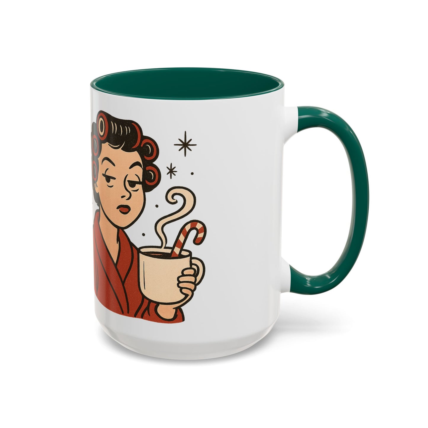 Festive Holiday Mug - "Resting Brew Face" Lady in Curlers