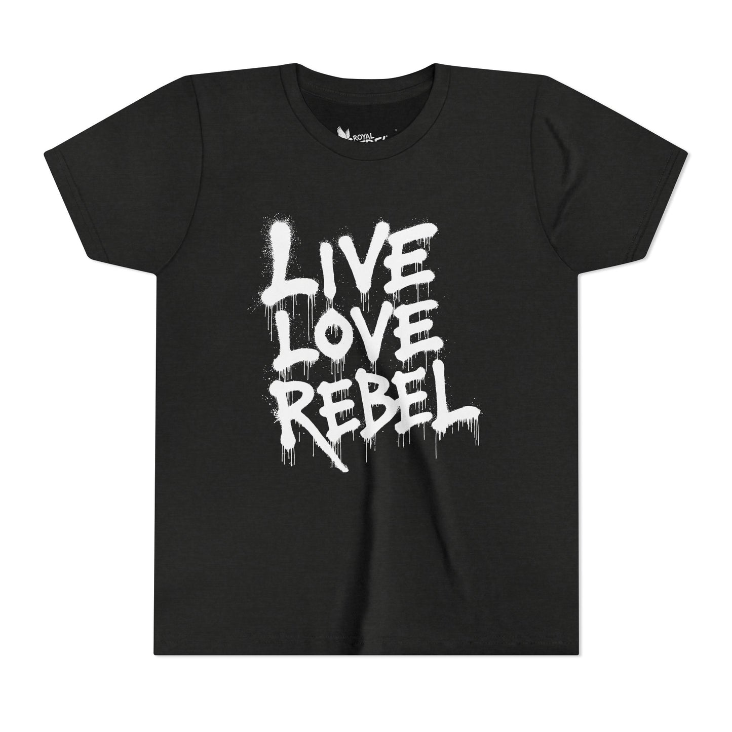 Live Love Rebel Youth Tee — Kids' Graphic Spray Paint Design