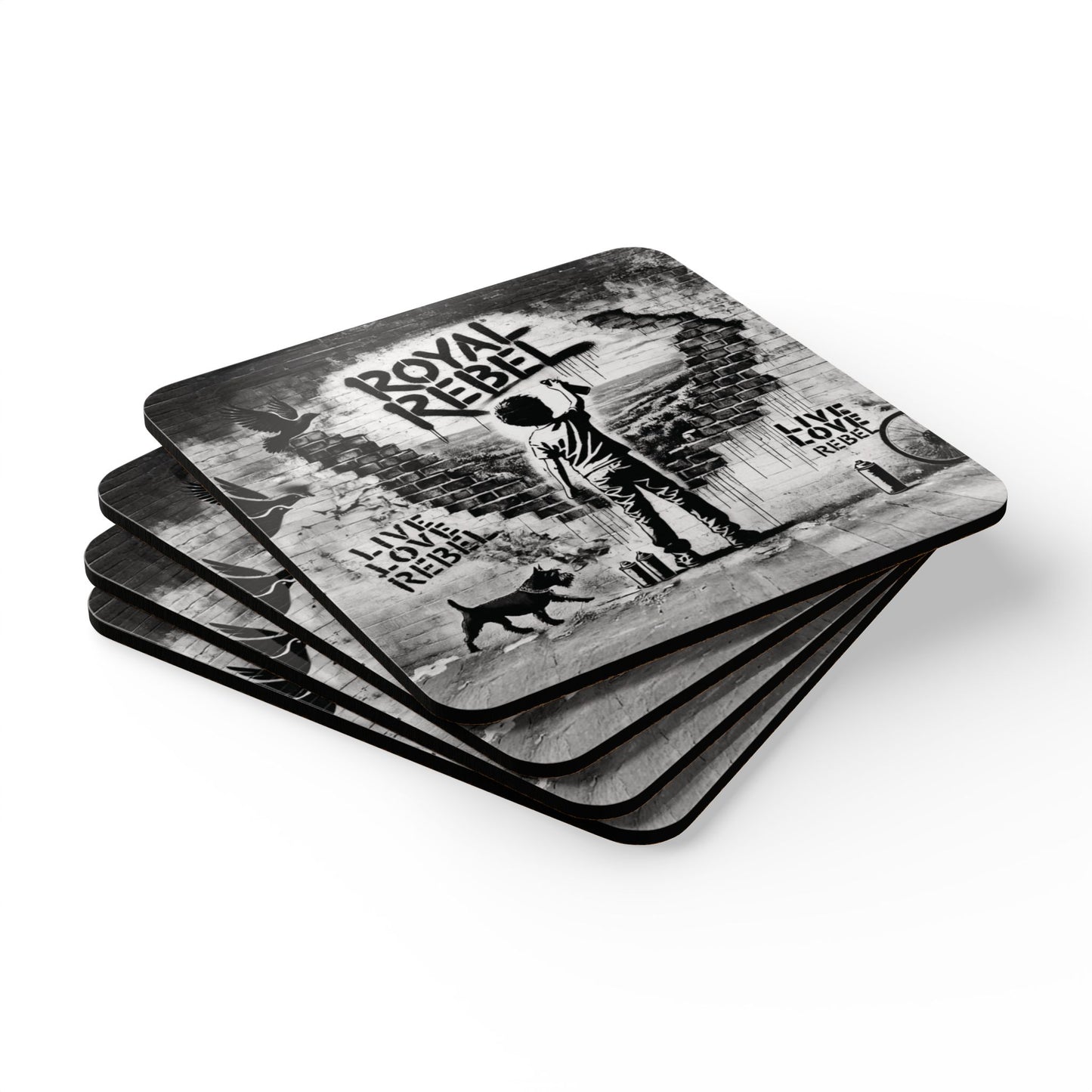 Royal Rebel- 4 Piece Cork Coaster Set