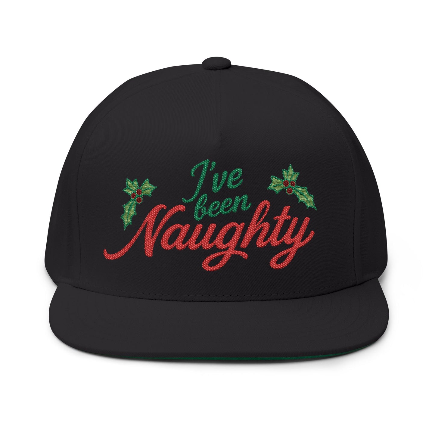 Custom Name Personalized : "I've Been Naughty" Flat Bill Holiday Cap