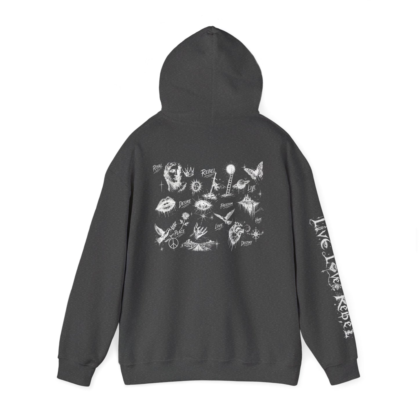 Royal Rebel® Ethereal Sketch Hoodie - Edgy Unisex Hoodie for Creative Minds