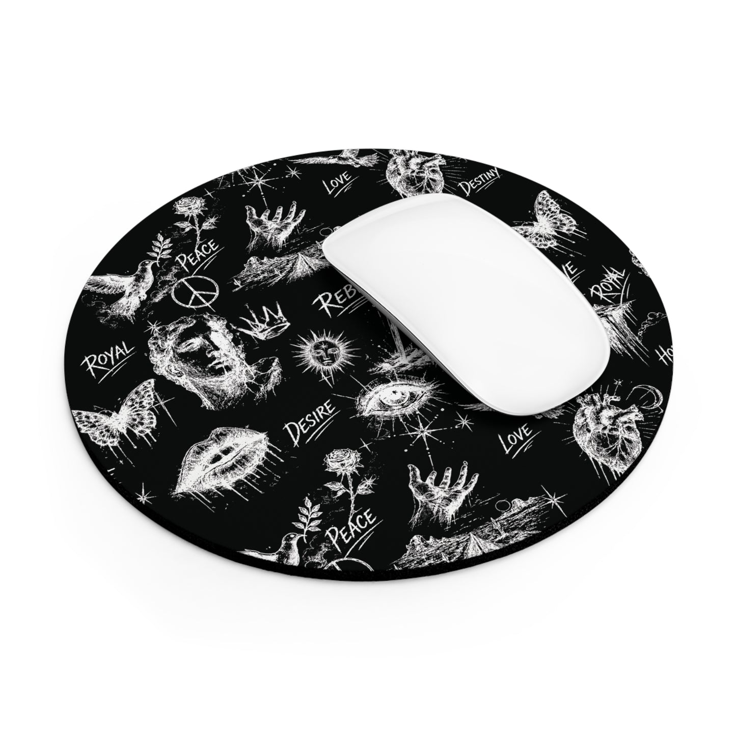Rebel Sketch Black Mouse Pad - Stylish & Durable