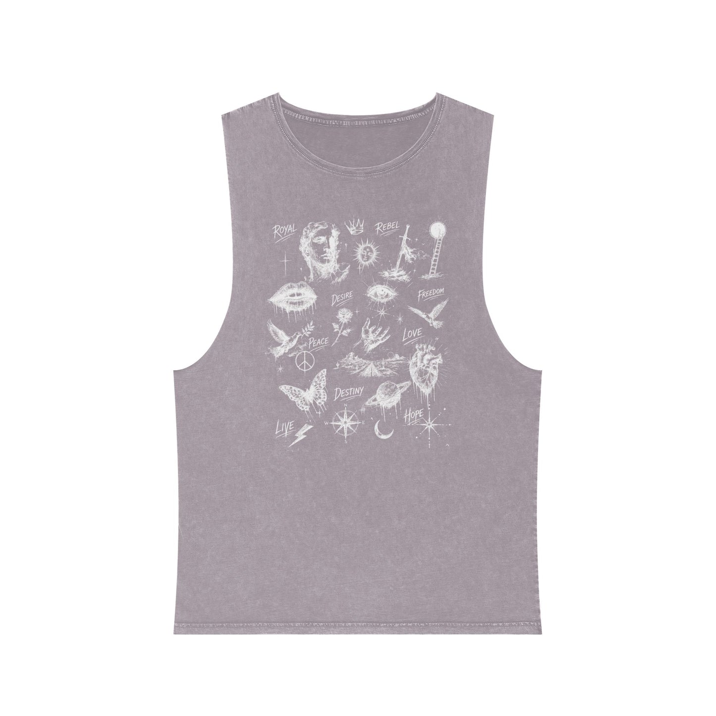 Royal Rebel® Ethereal Sketch Unisex Stonewash Tank - Edgy Unisex Hoodie for Creative Minds