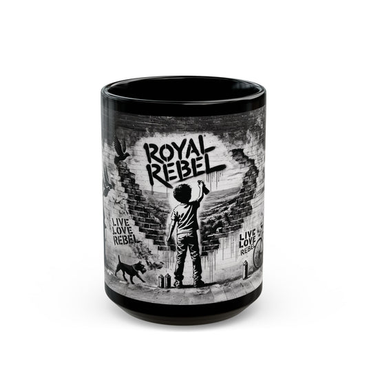 Royal Rebel® Black Mug - 15oz, Live Love Rebel™ Design