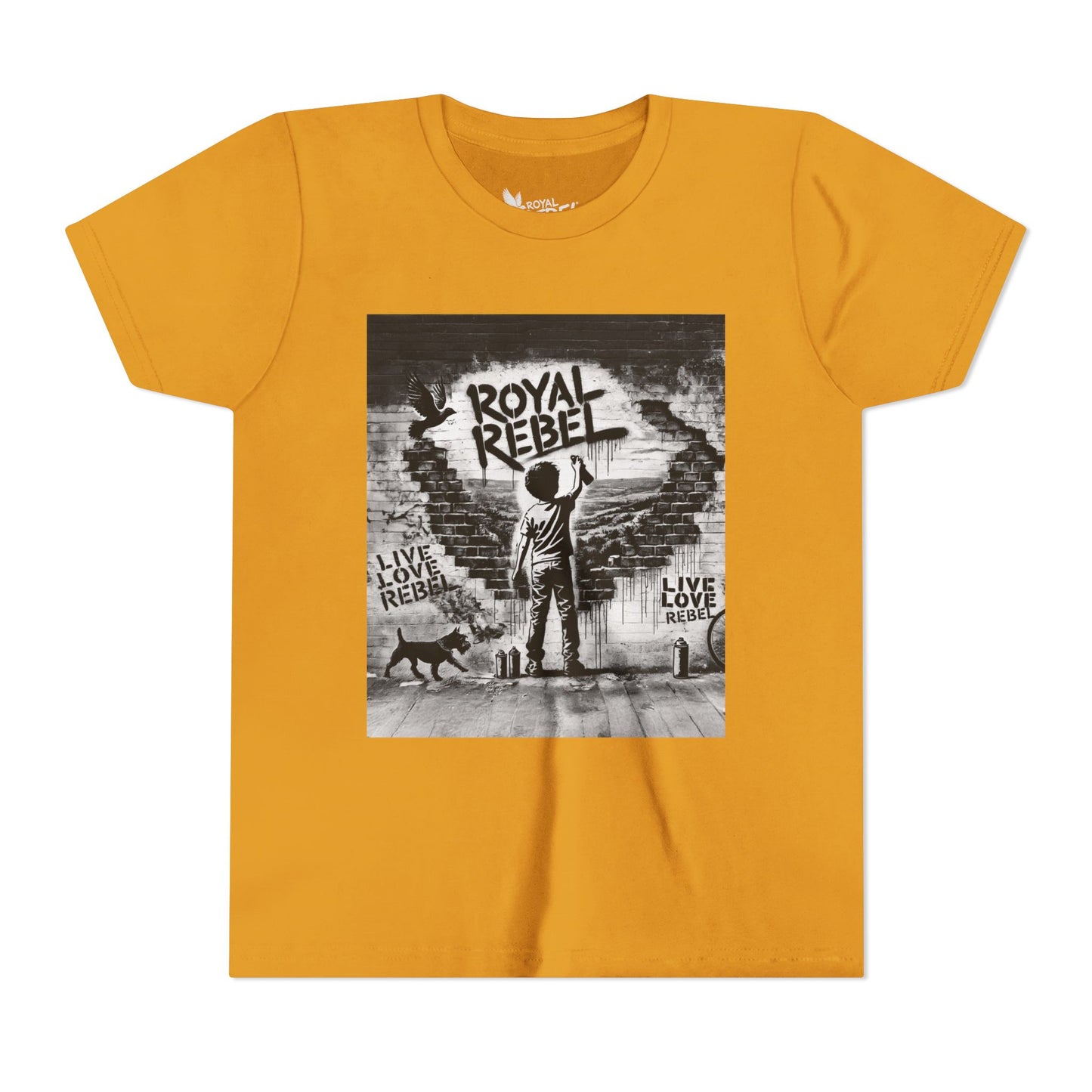Royal Rebel Graffiti Youth Tee — Kids' Graphic Skate Streetwear T-Shirt