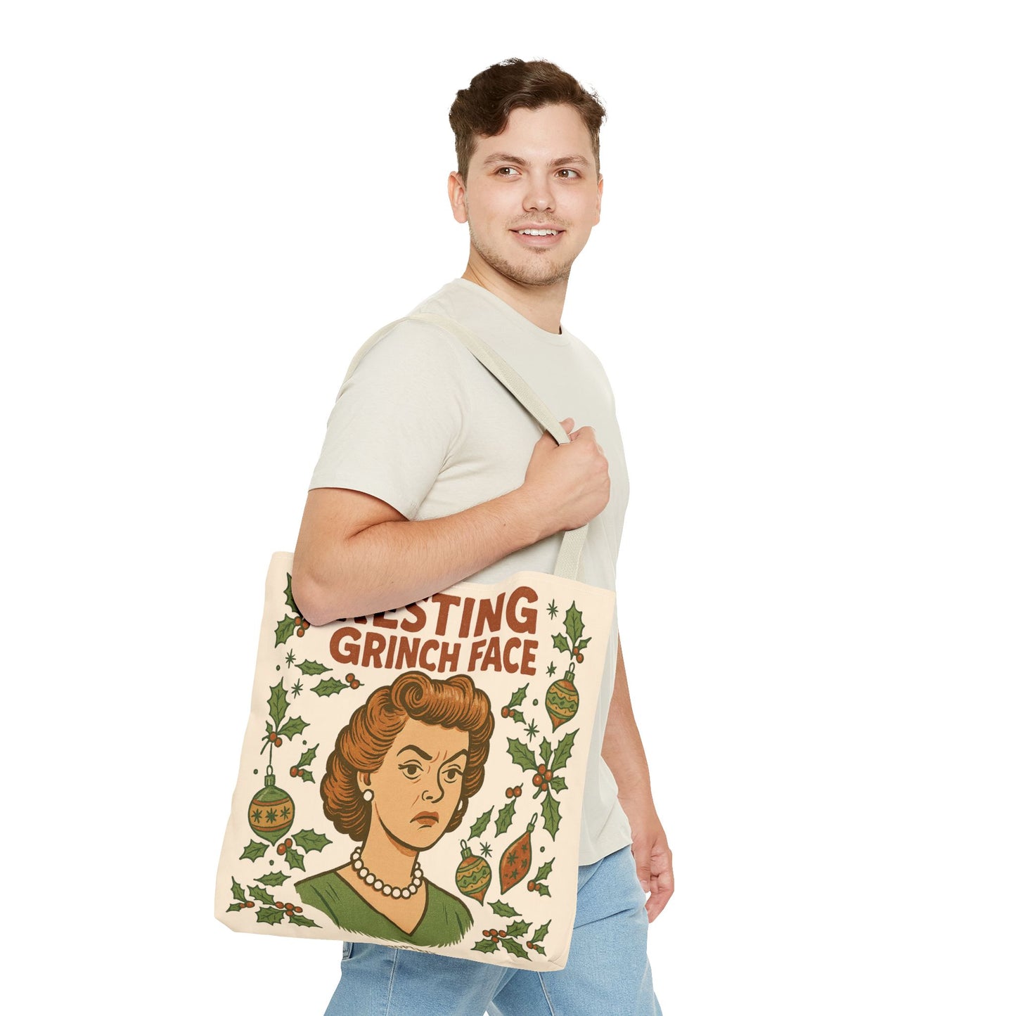 2 Printed Sided Holiday Tote Bag - "Resting Grinch Face & All I want for Christmas is a bigger Trunk"
