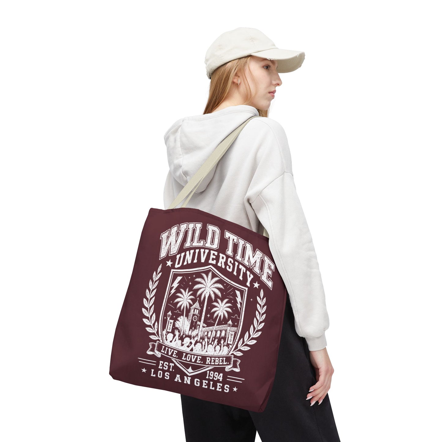 Wild Time™ University Tote Bag — Vintage Los Angeles Palm Crest Canvas Tote