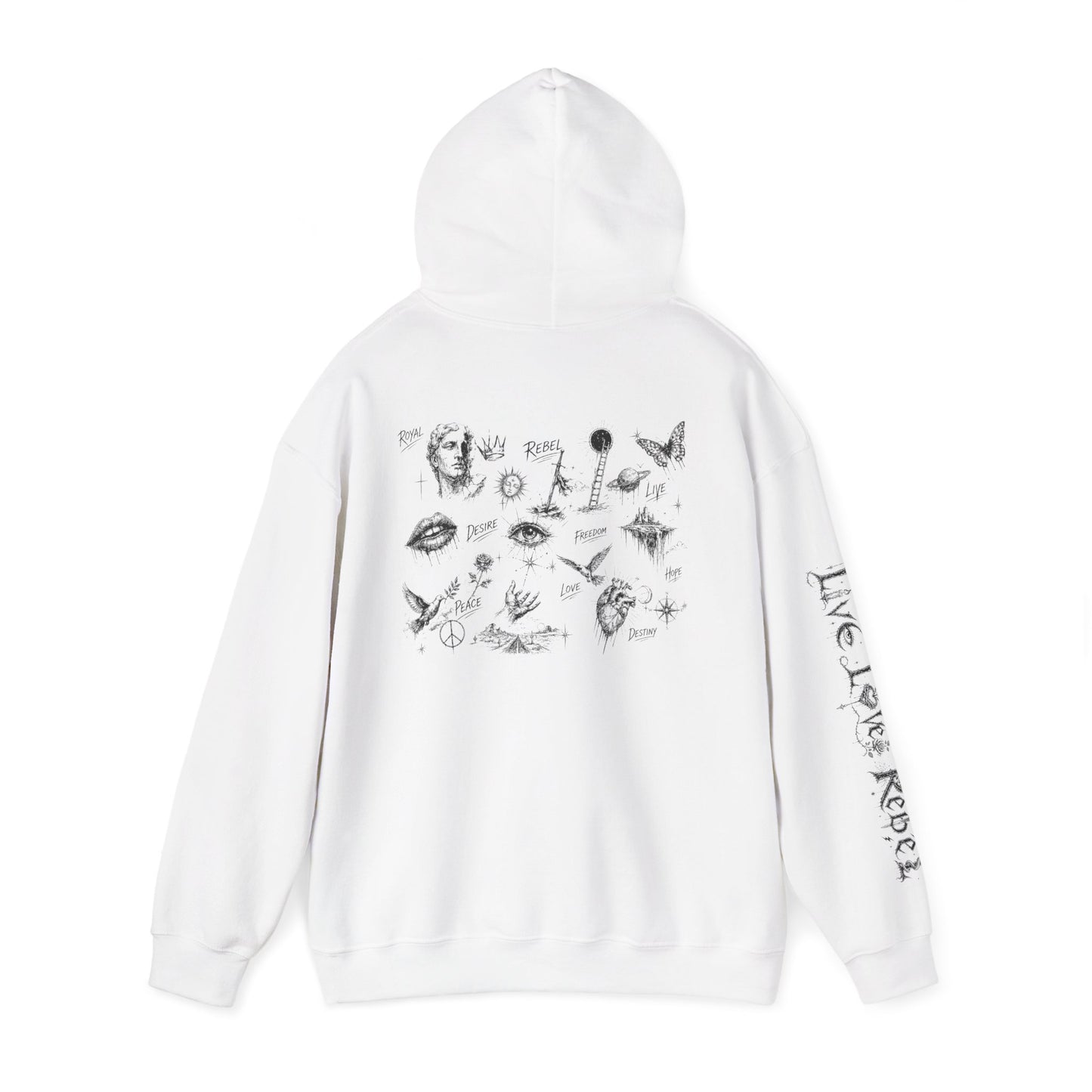 Royal Rebel® Ethereal Sketch Hoodie - Edgy Unisex Hoodie for Creative Minds
