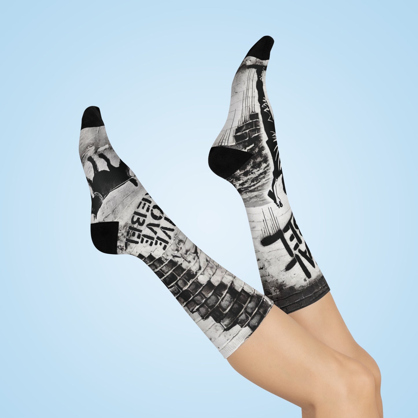 Unisex Cushioned Crew Socks with Royal Rebel Artwork