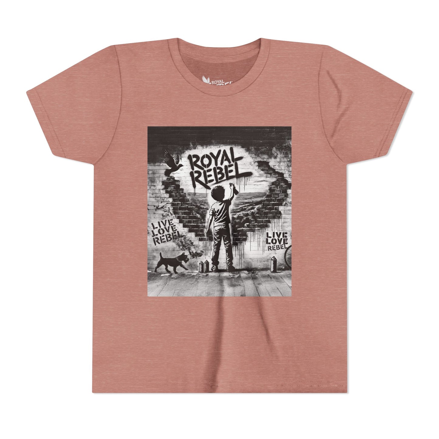 Royal Rebel Graffiti Youth Tee — Kids' Graphic Skate Streetwear T-Shirt