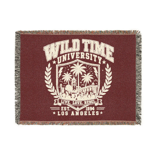 Wild Time™ University" Woven Blanket - Cozy Art for the Bold Soul