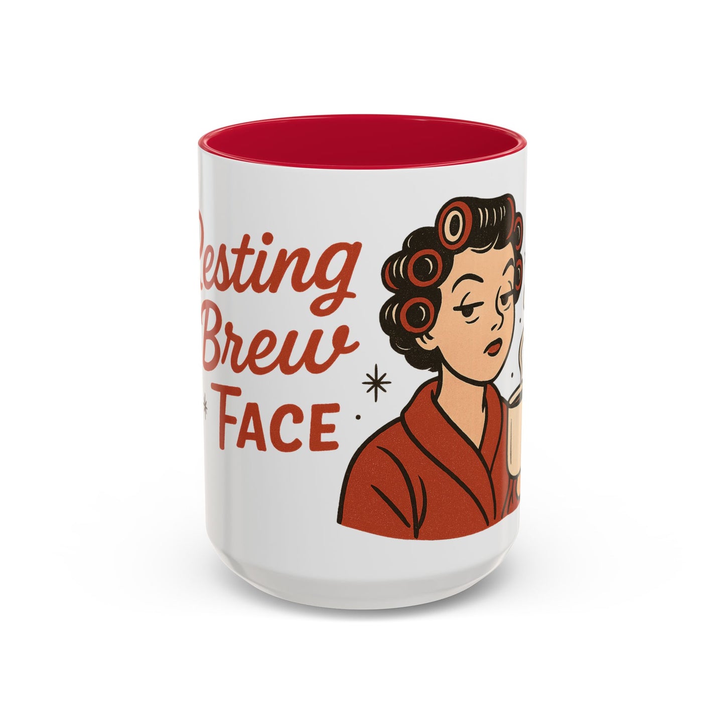 Festive Holiday Mug - "Resting Brew Face" Lady in Curlers
