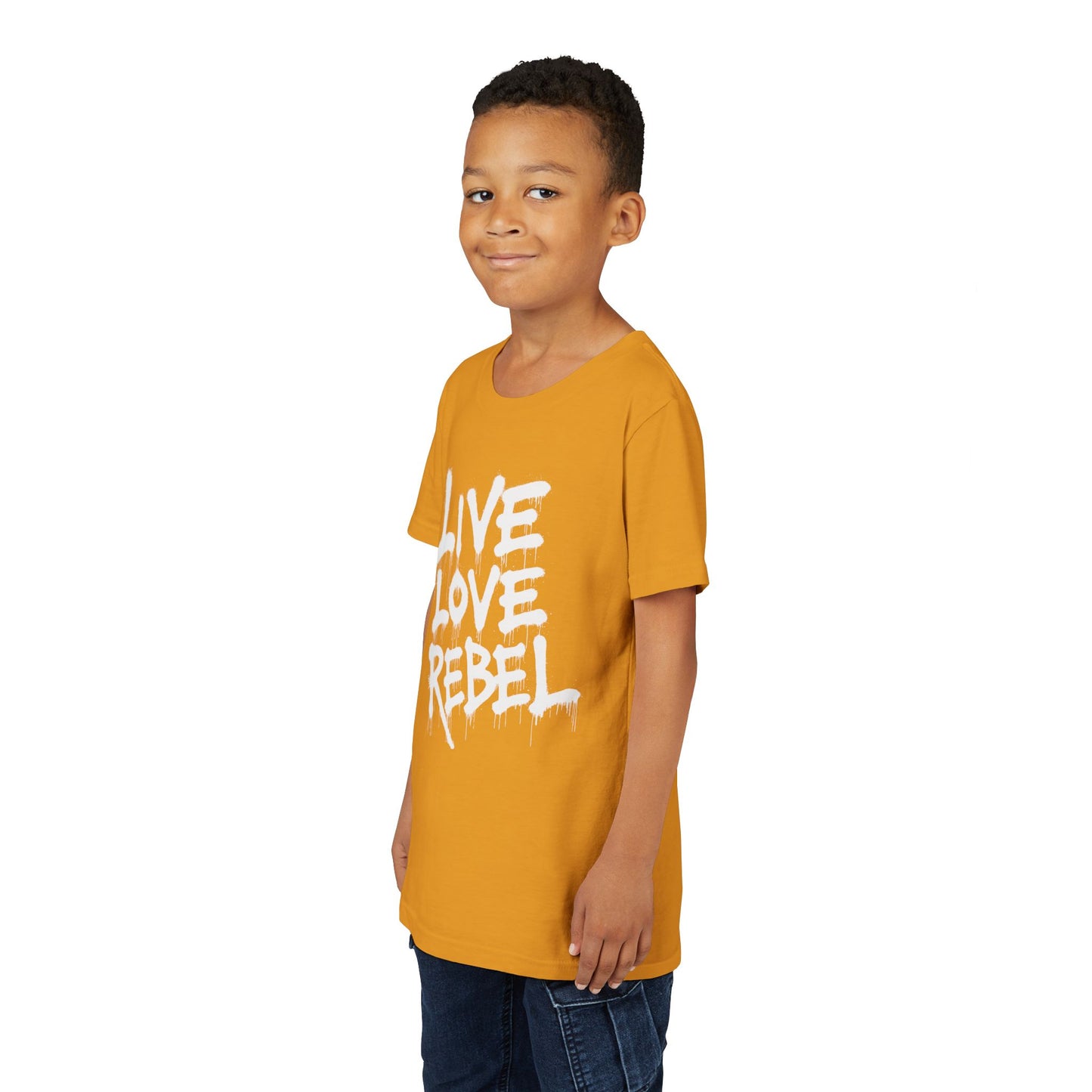 Live Love Rebel Youth Tee — Kids' Graphic Spray Paint Design