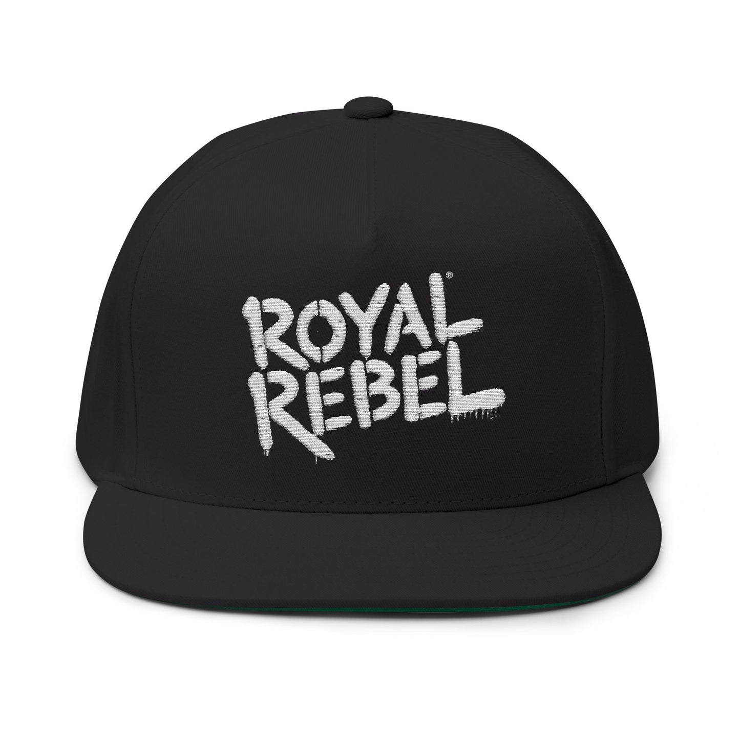 Royal Rebel® Embroidered Flat Bill Cap - Trendy Streetwear Hat for Fashion Enthusiasts