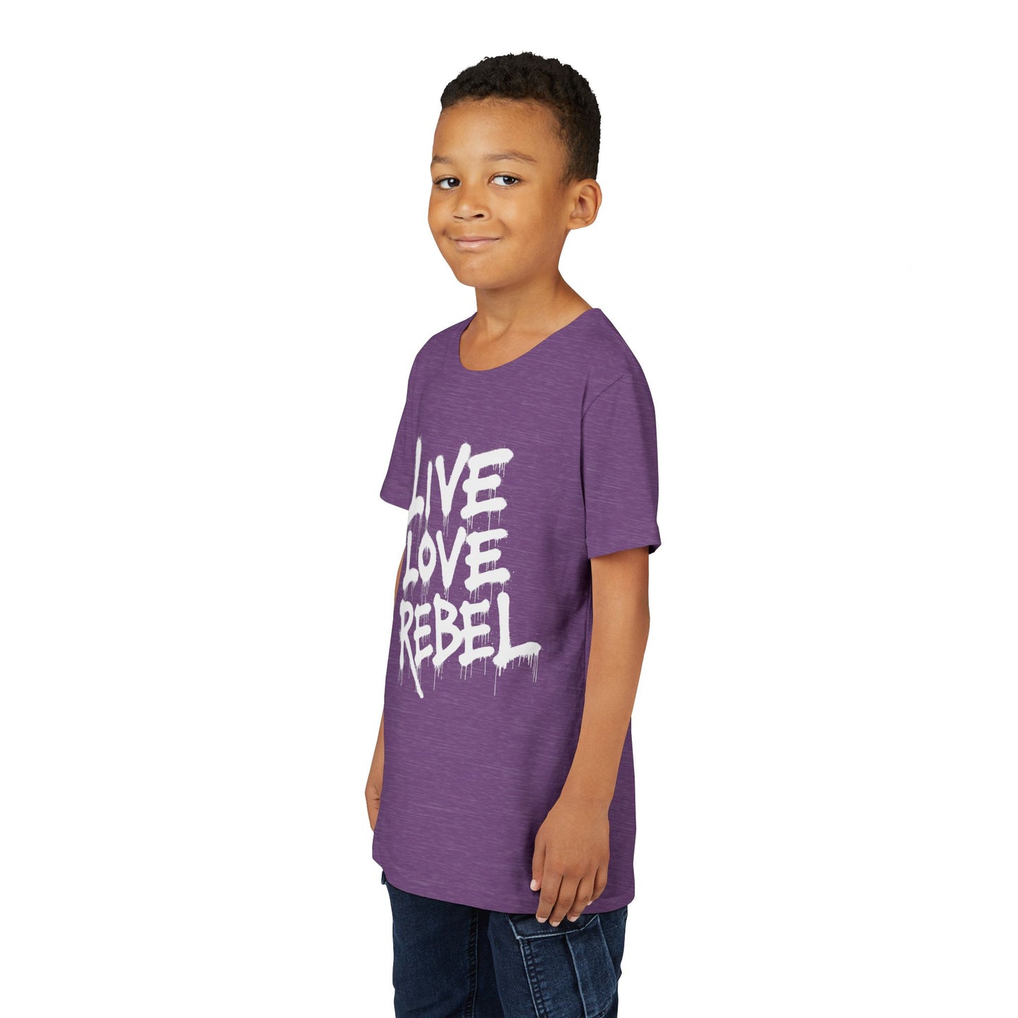 Live Love Rebel Youth Tee — Kids' Graphic Spray Paint Design
