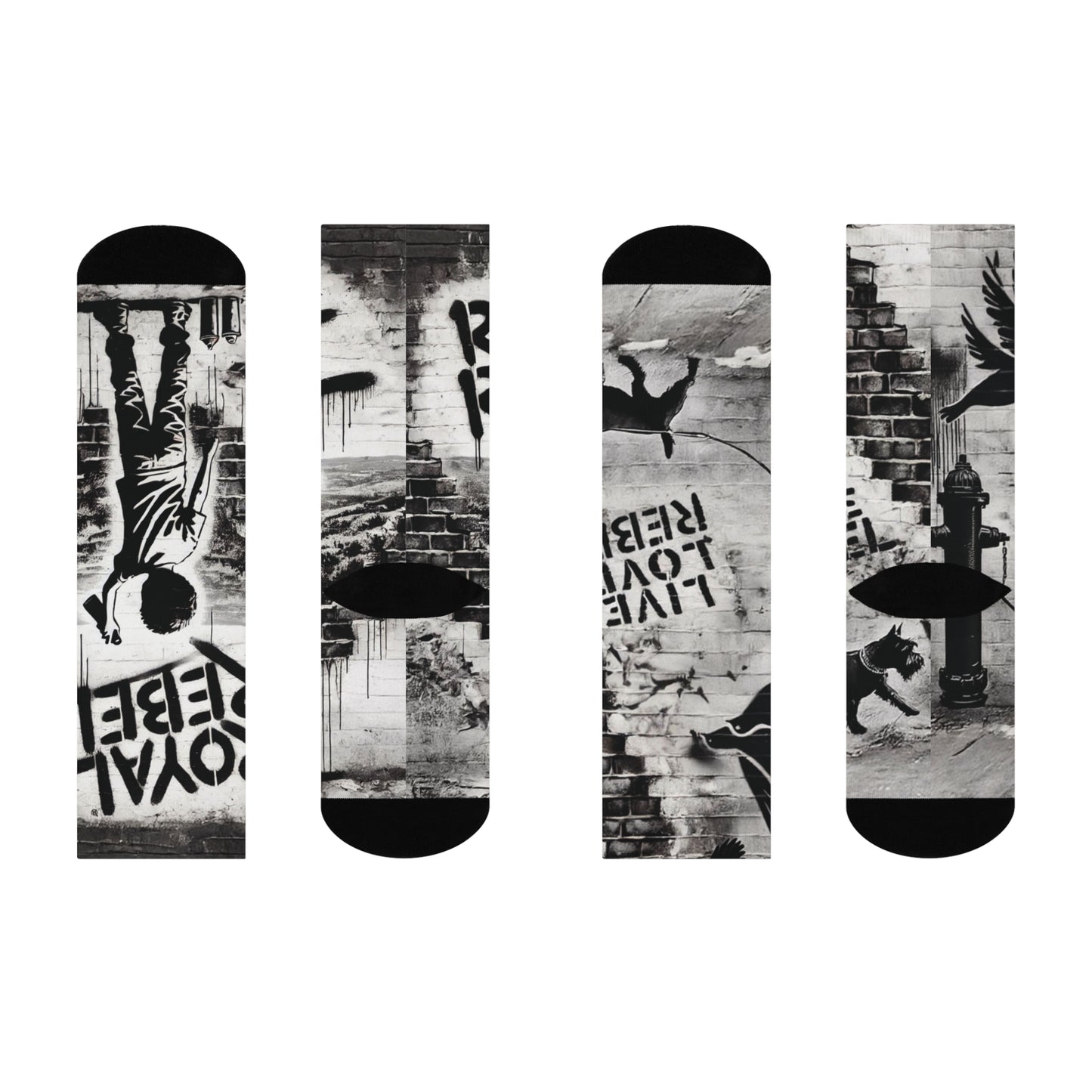 Unisex Cushioned Crew Socks with Royal Rebel Artwork