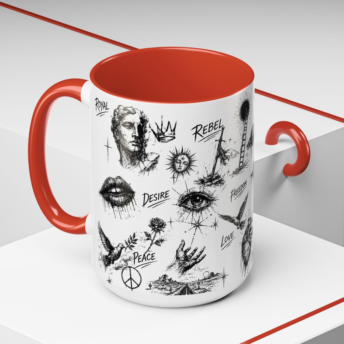 Rebel Sketch Accent Coffee Mug - Bold Statement Drinkware for Coffee Lovers