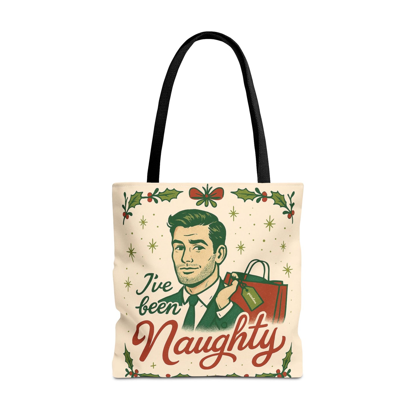 2 Printed Sided Holiday Tote Bag - "I've Been Naughty" and "Keep Calm and Shop On"