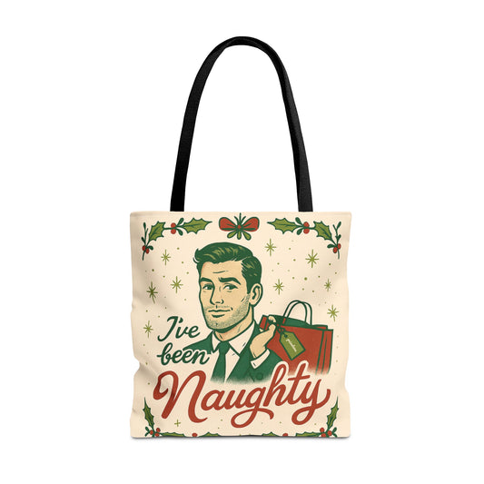 2 Printed Sided Holiday Tote Bag - "I've Been Naughty" and "Keep Calm and Shop On"
