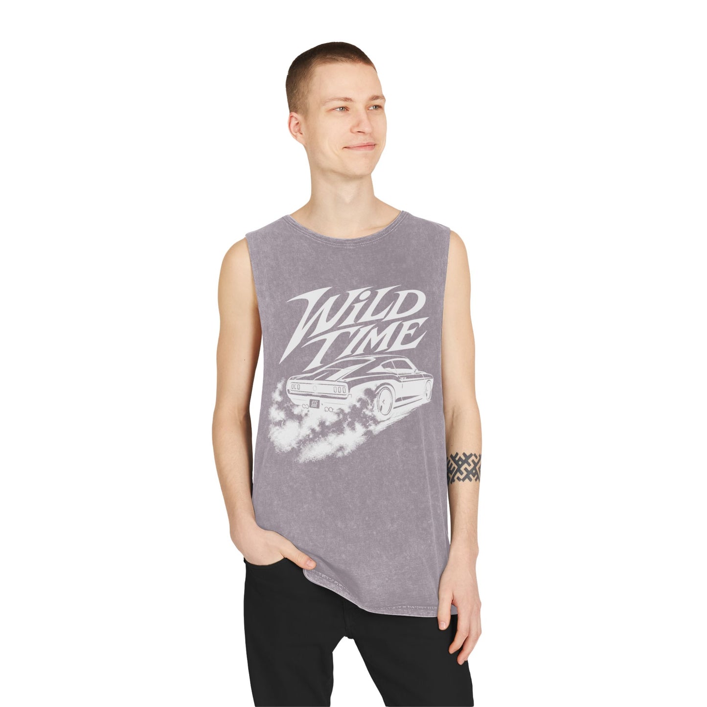 Wild Time™ Muscle Car - Unisex Stonewash Tank