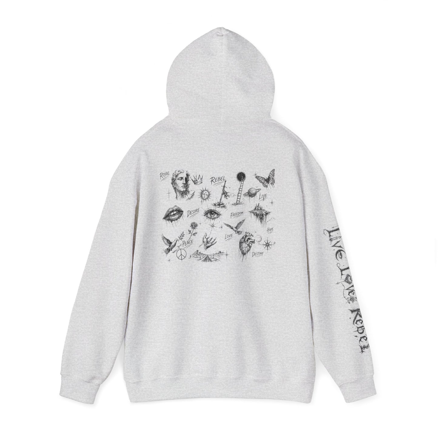 Royal Rebel® Ethereal Sketch Hoodie - Edgy Unisex Hoodie for Creative Minds