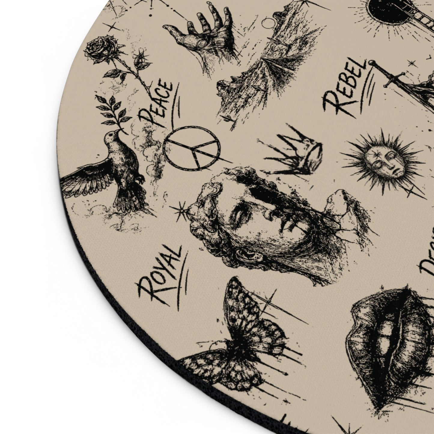 Rebel Sketch Black Mouse Pad - Stylish & Durable