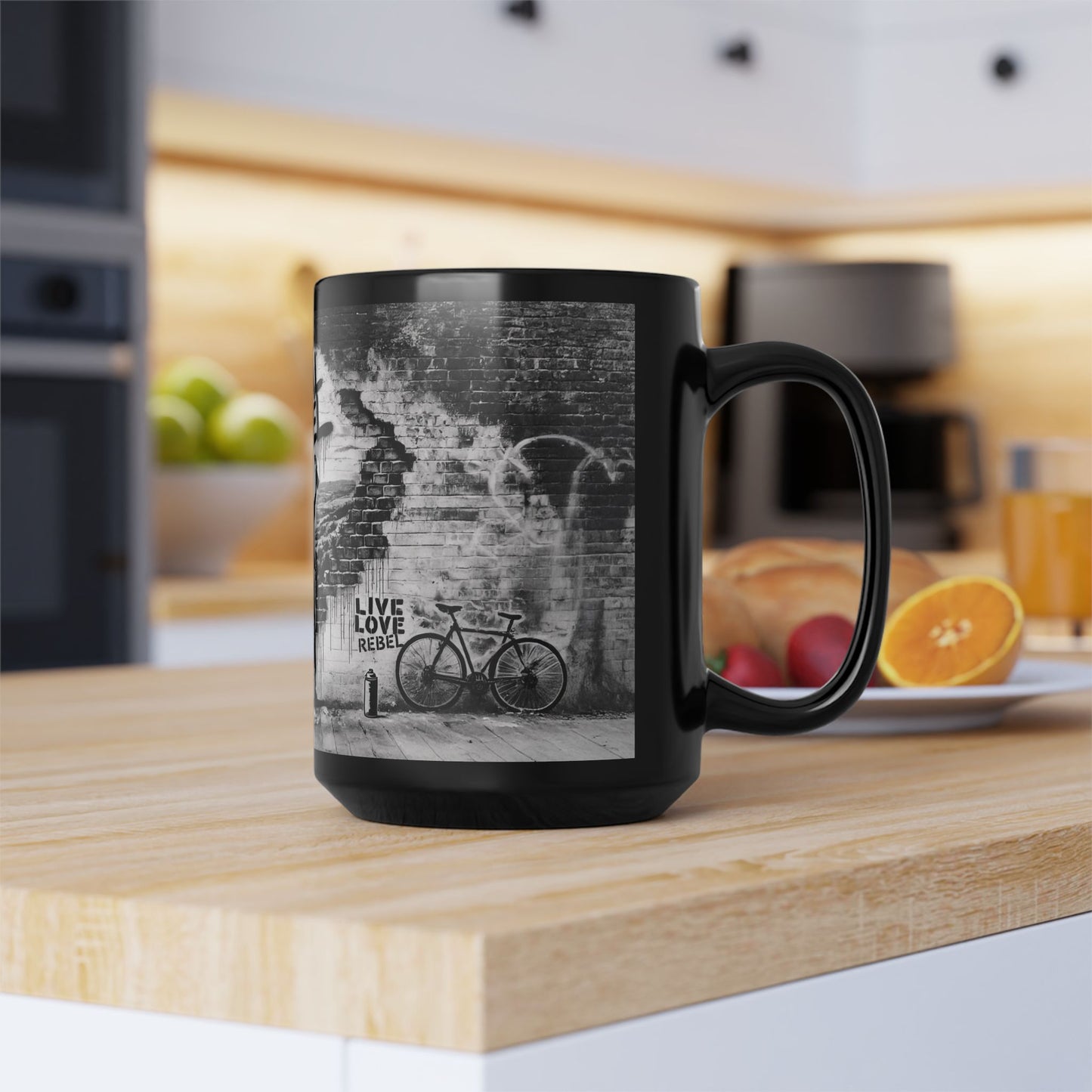 Royal Rebel® Black Mug - 15oz, Live Love Rebel™ Design
