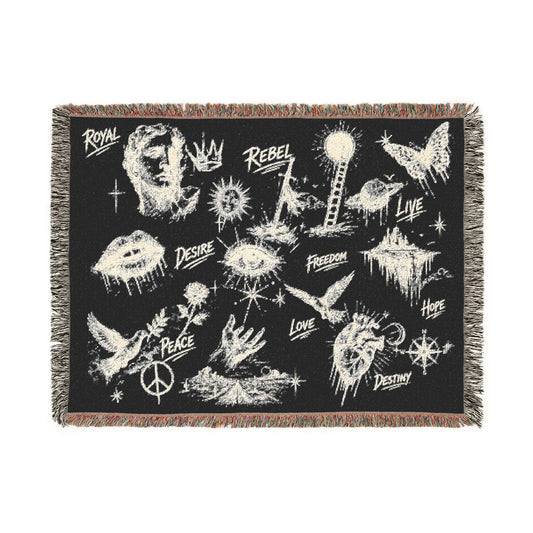 Rebel Sketch Woven Blanket - Cozy Art for the Bold Soul