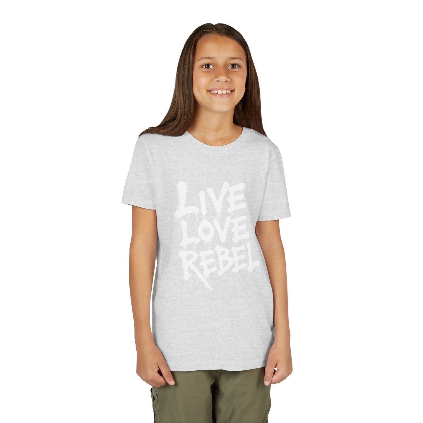 Live Love Rebel Youth Tee — Kids' Graphic Spray Paint Design