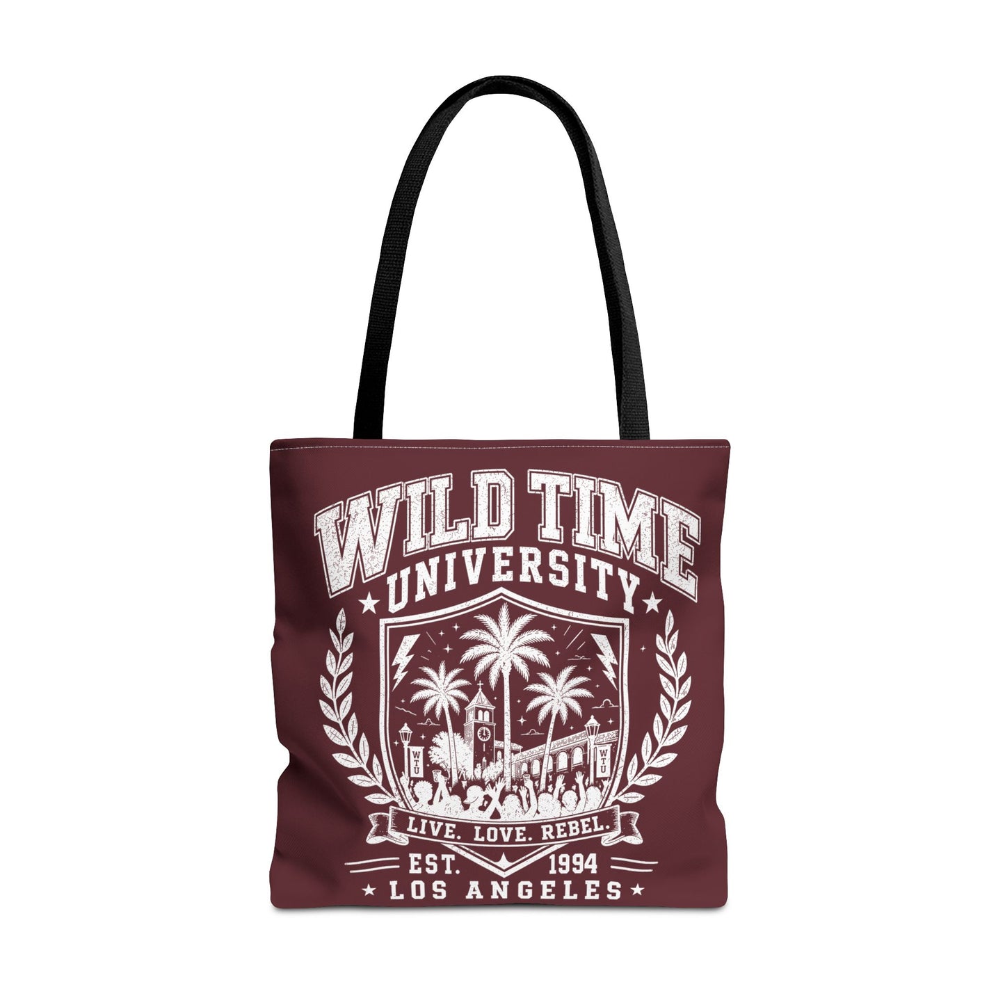 Wild Time™ University Tote Bag — Vintage Los Angeles Palm Crest Canvas Tote