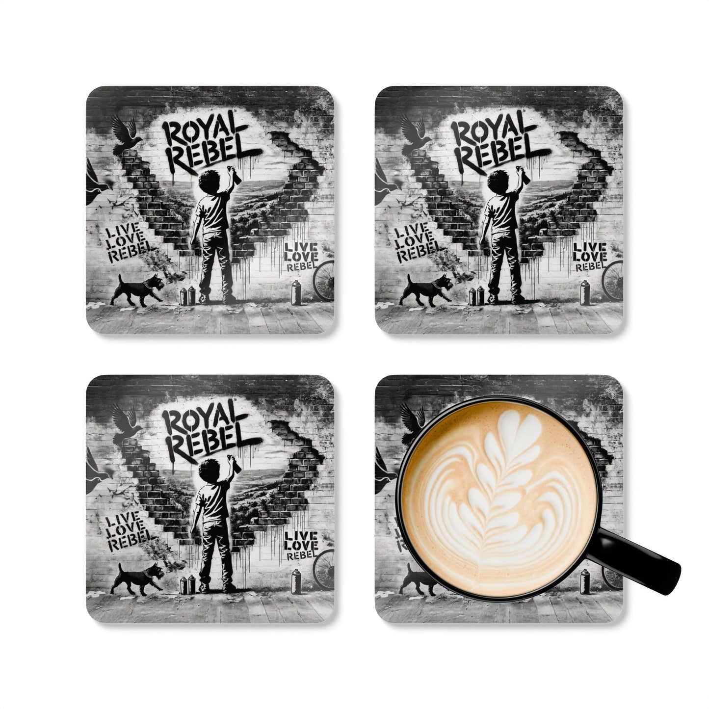 Royal Rebel- 4 Piece Cork Coaster Set