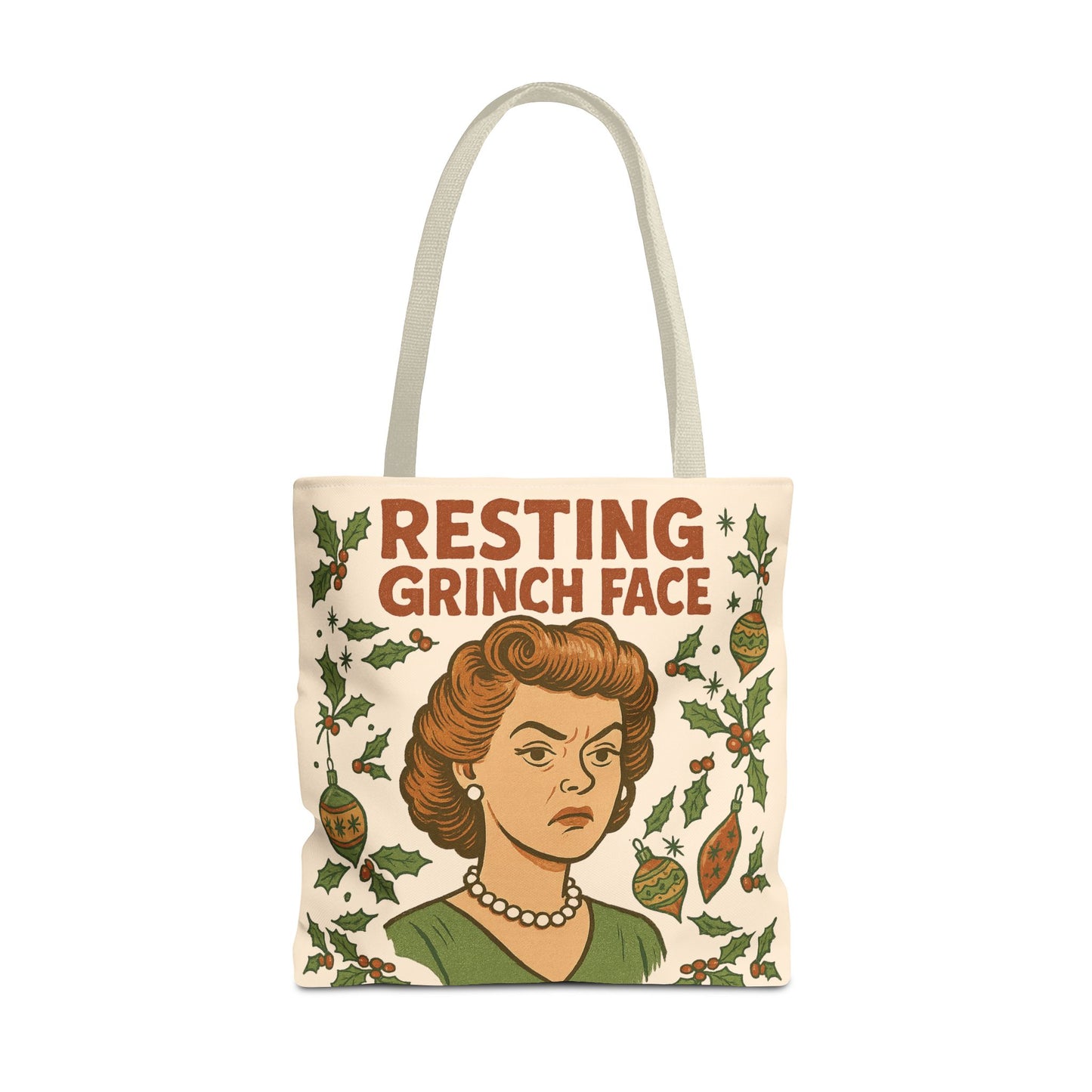 2 Printed Sided Holiday Tote Bag - "Resting Grinch Face & All I want for Christmas is a bigger Trunk"
