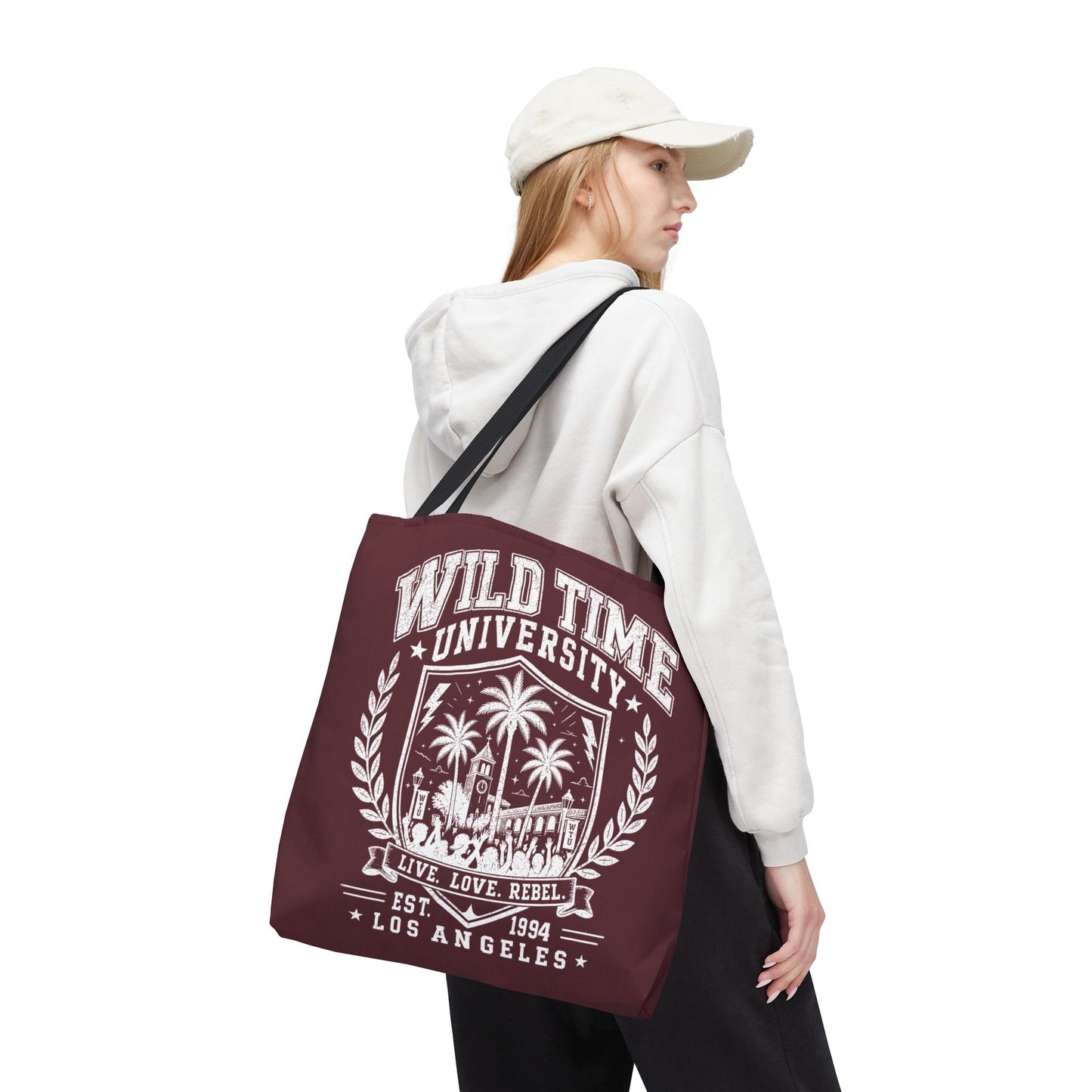 Wild Time™ University Tote Bag — Vintage Los Angeles Palm Crest Canvas Tote