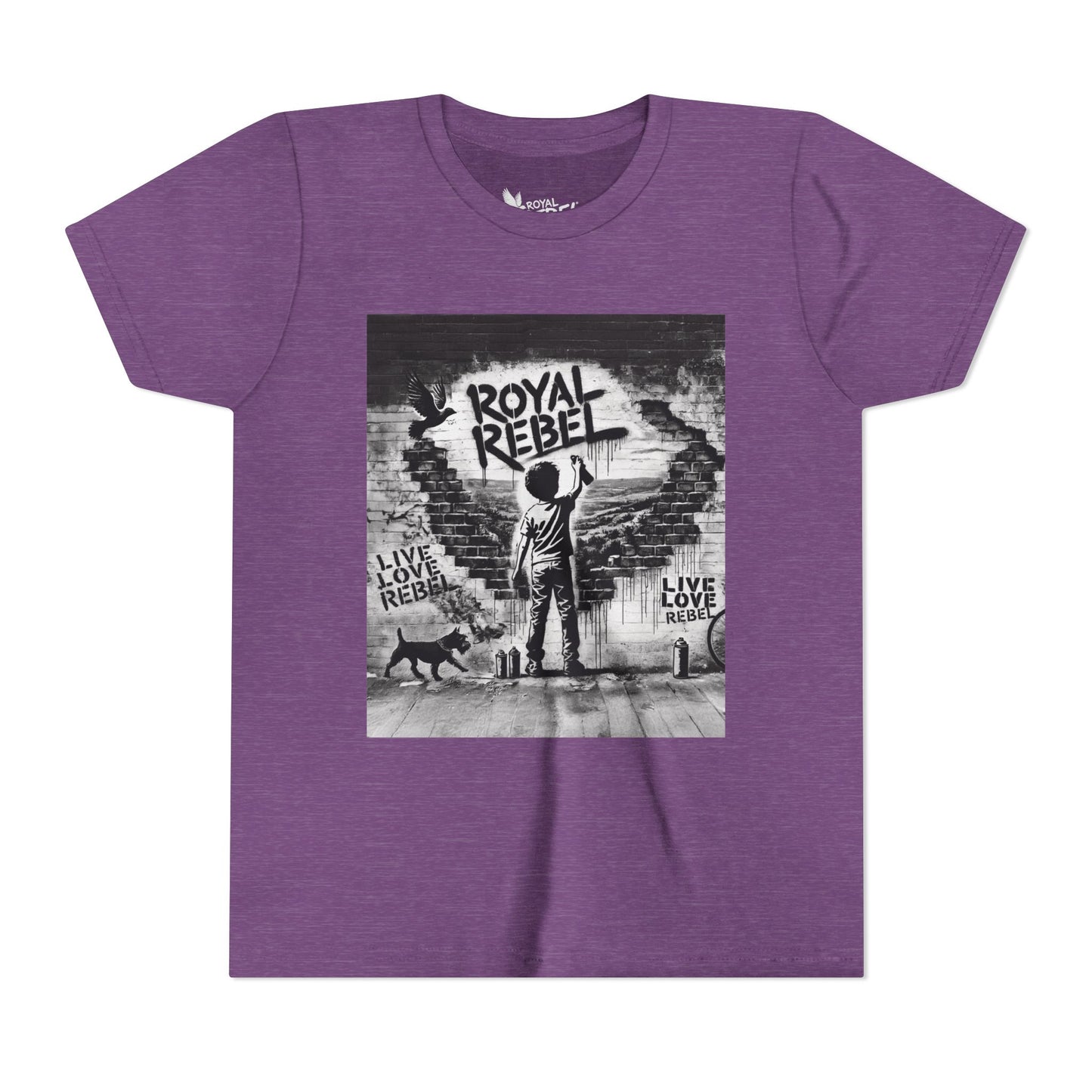 Royal Rebel Graffiti Youth Tee — Kids' Graphic Skate Streetwear T-Shirt
