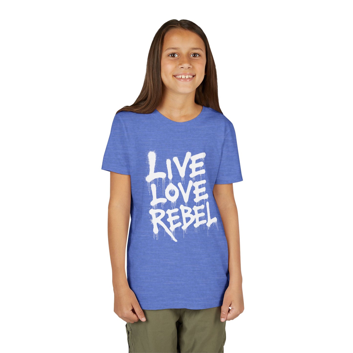 Live Love Rebel Youth Tee — Kids' Graphic Spray Paint Design