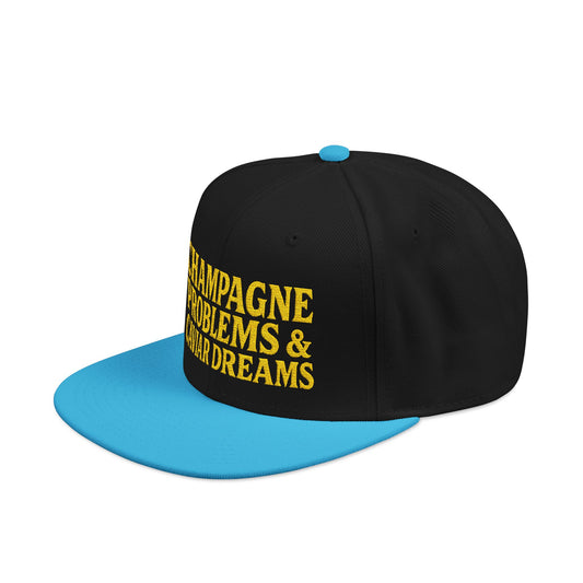 Embroidered Snapback Hat — "Champagne Problems & Caviar Dreams" Streetwear Cap