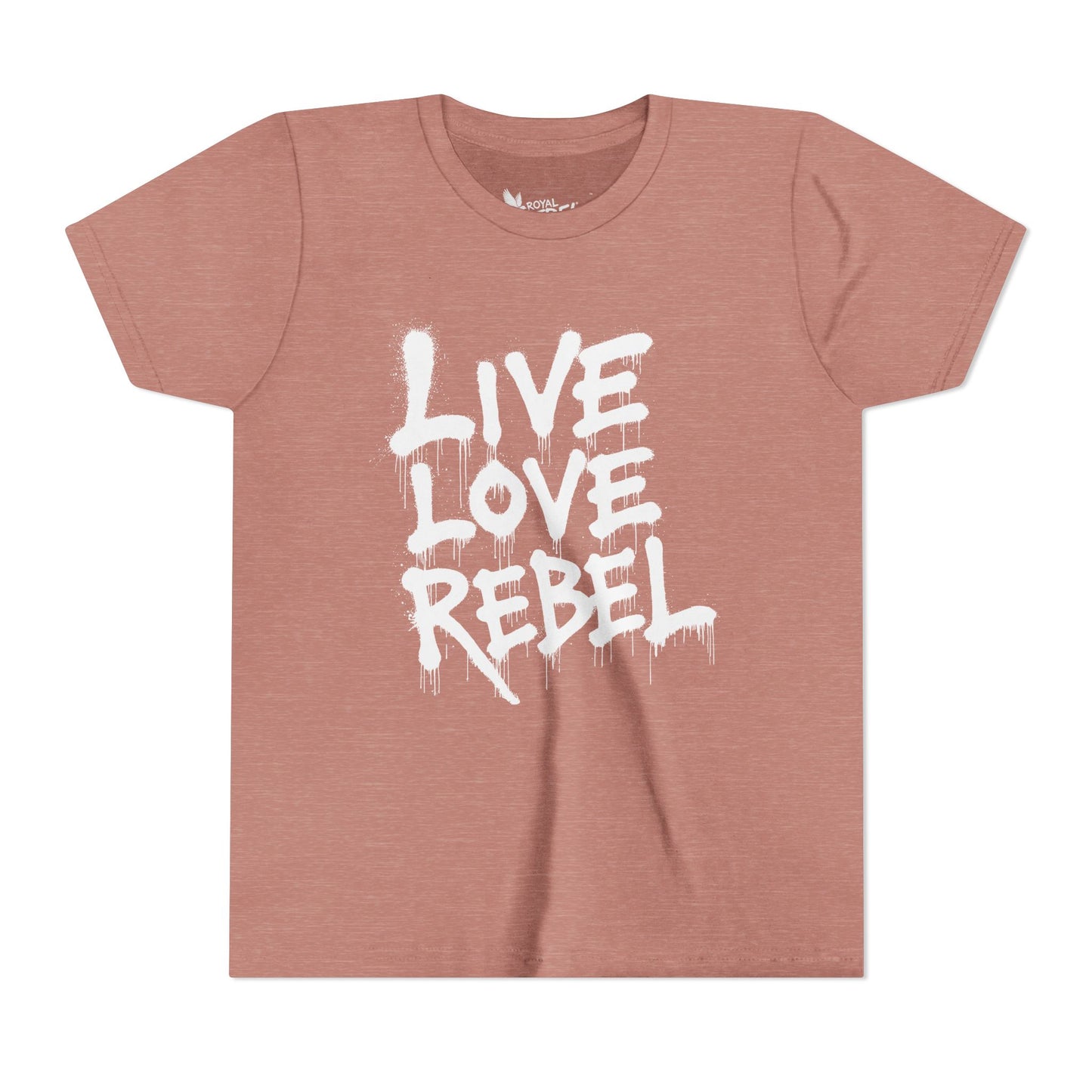 Live Love Rebel Youth Tee — Kids' Graphic Spray Paint Design