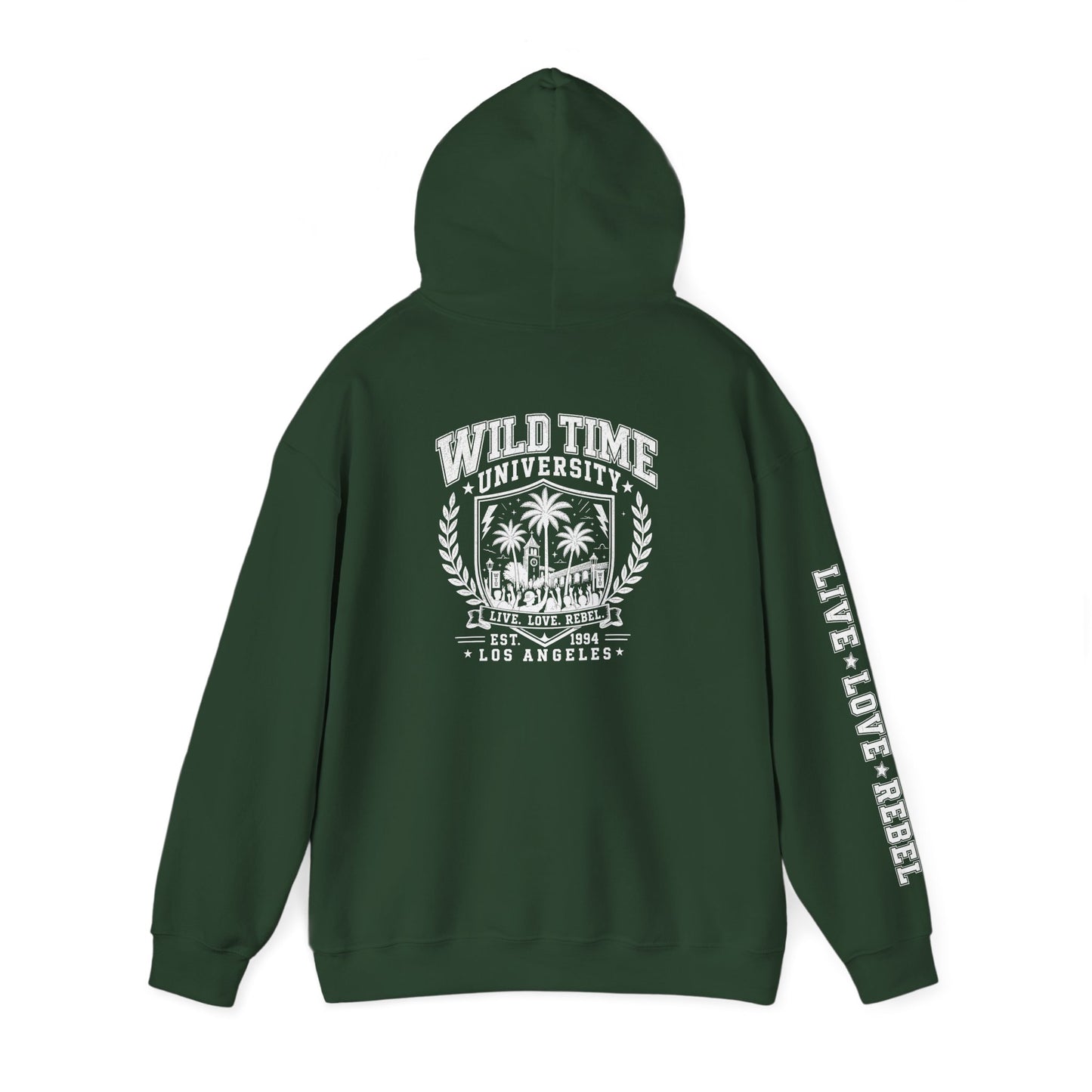 Wild Time™ University Unisex Hoodie - College Inspired Graphic Sweatshirt for the Rebel at Heart